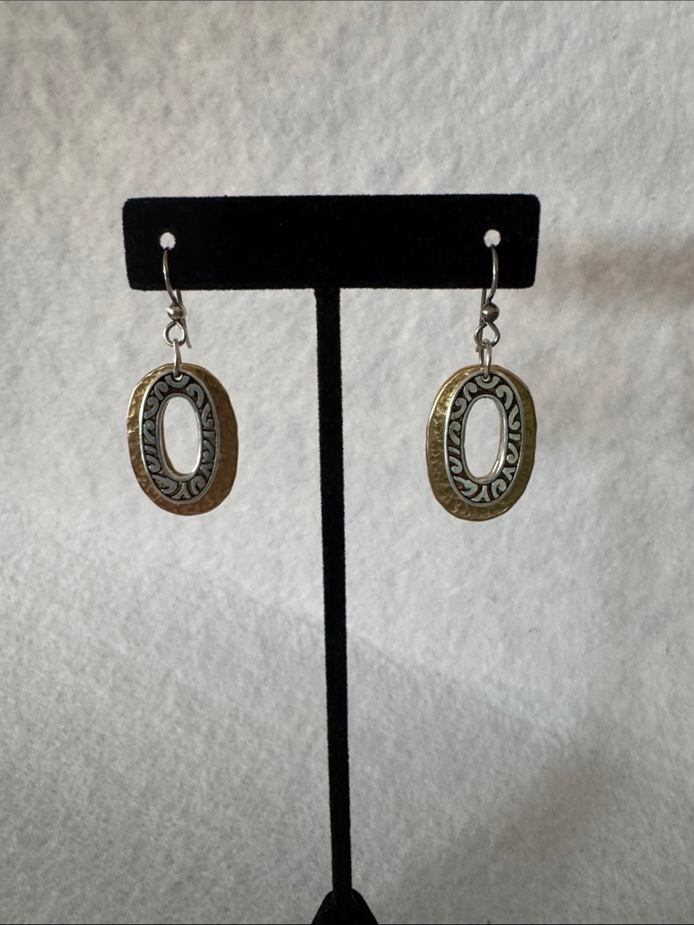 Brighton Oval Two-Tone Drop Earrings - Gold and Silver